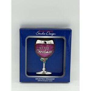 Regent Square Studio Design Red Wine In Silver Glass 2025 Collectible Ornament